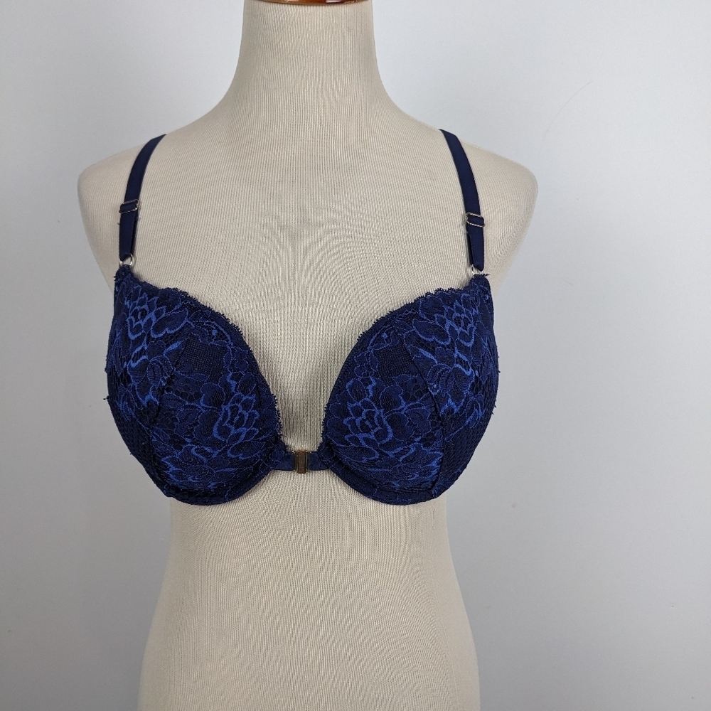 La Vie En Rose Blue Lace Pushup Bra Size 36C